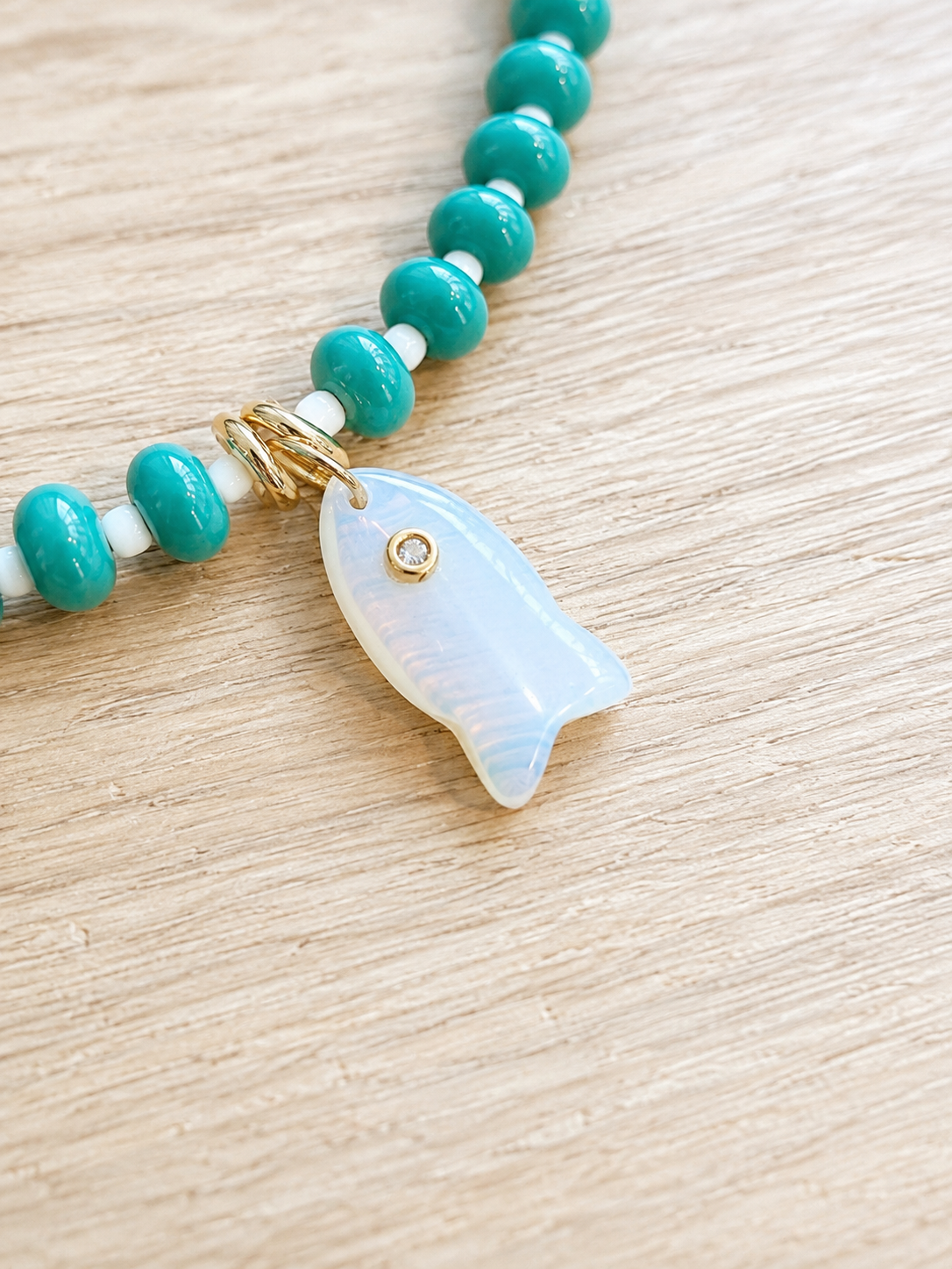 aquamarine fish bubble necklace