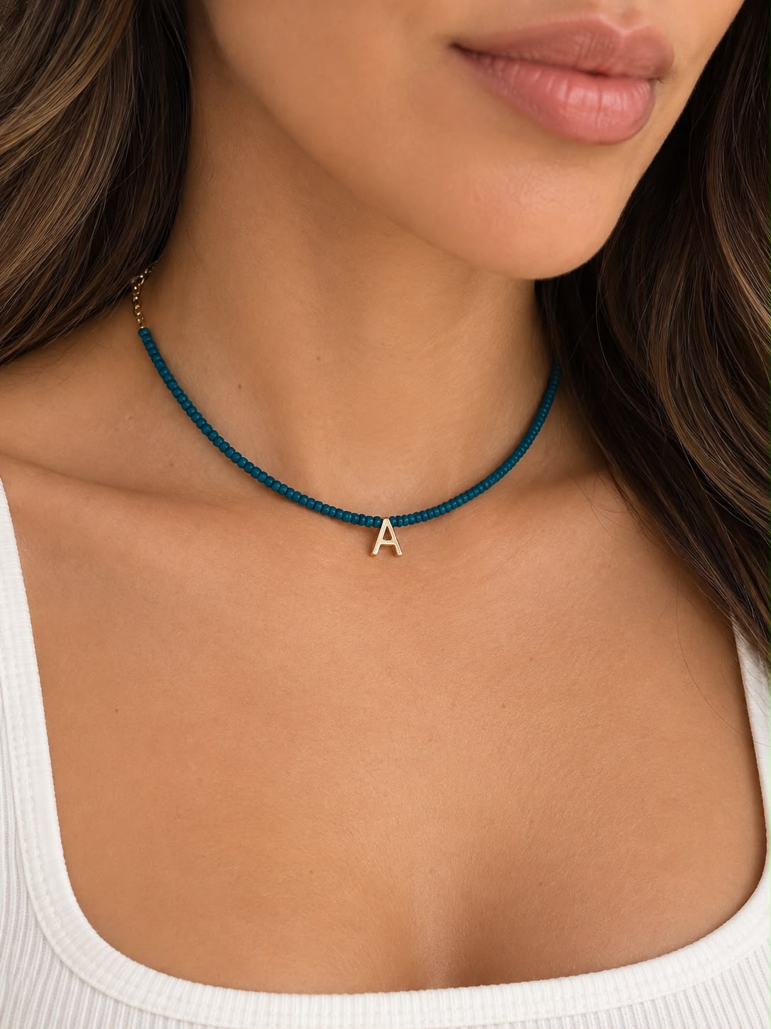 beaded letter necklace