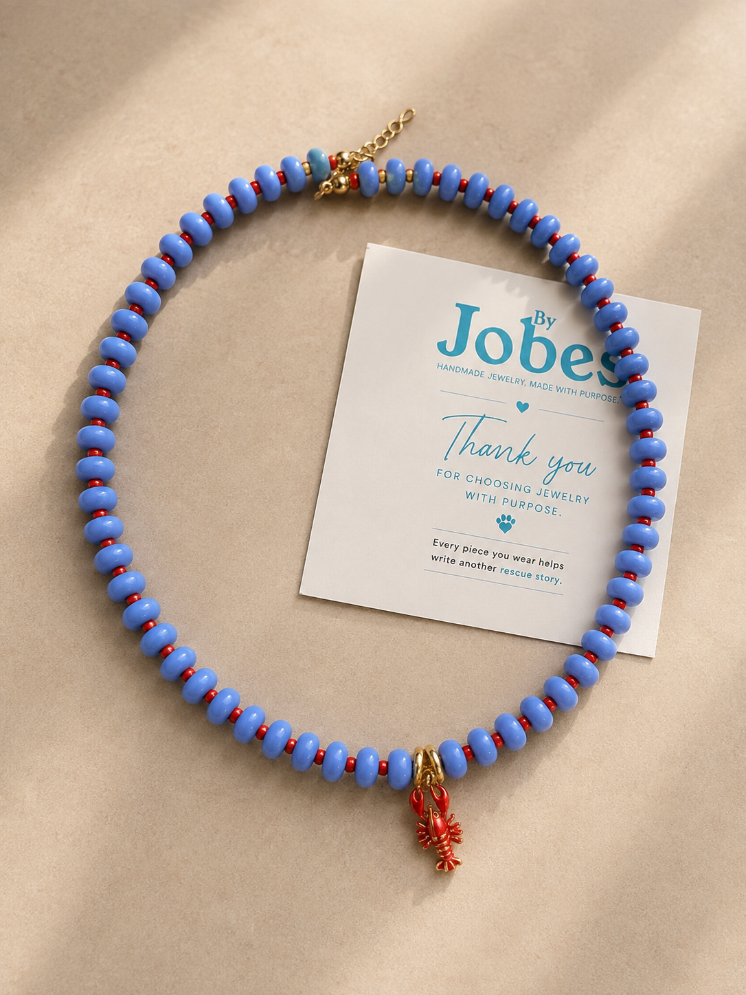 blue lobster bubble necklace