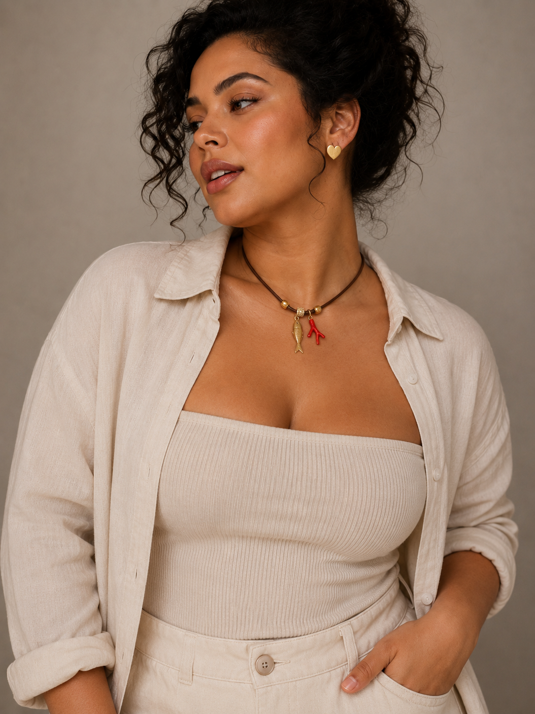 coral cord necklace