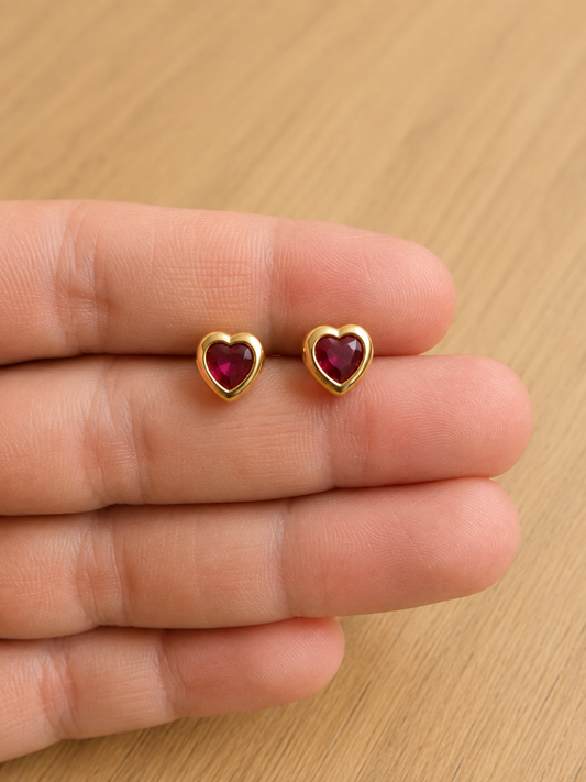 heart crystal pin earrings