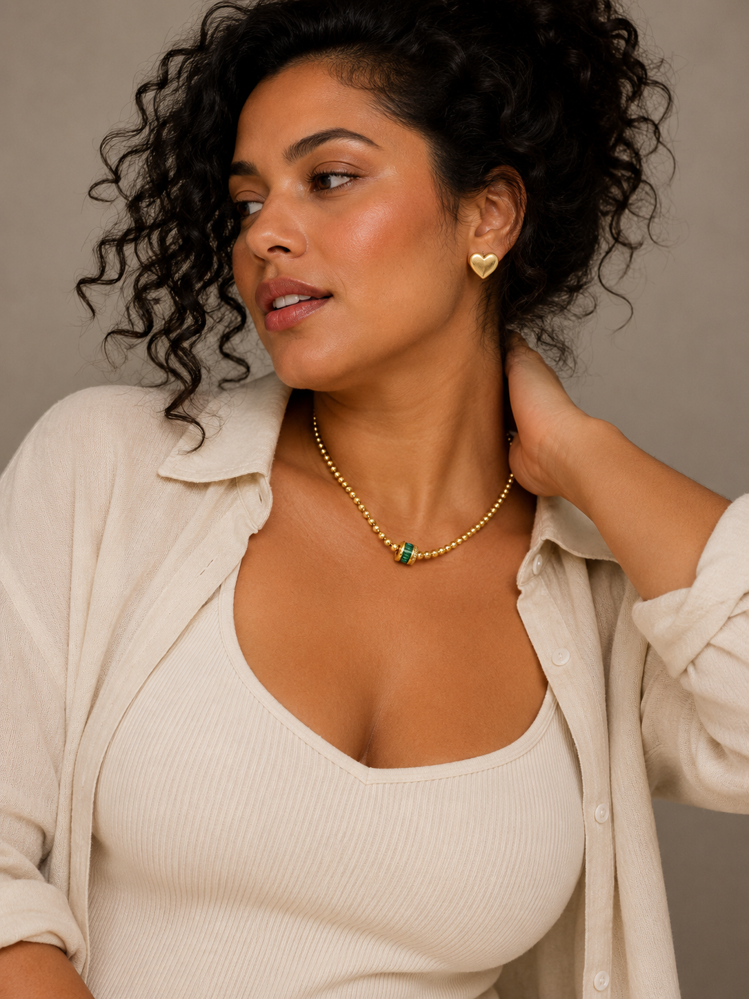 round gold plated necklace