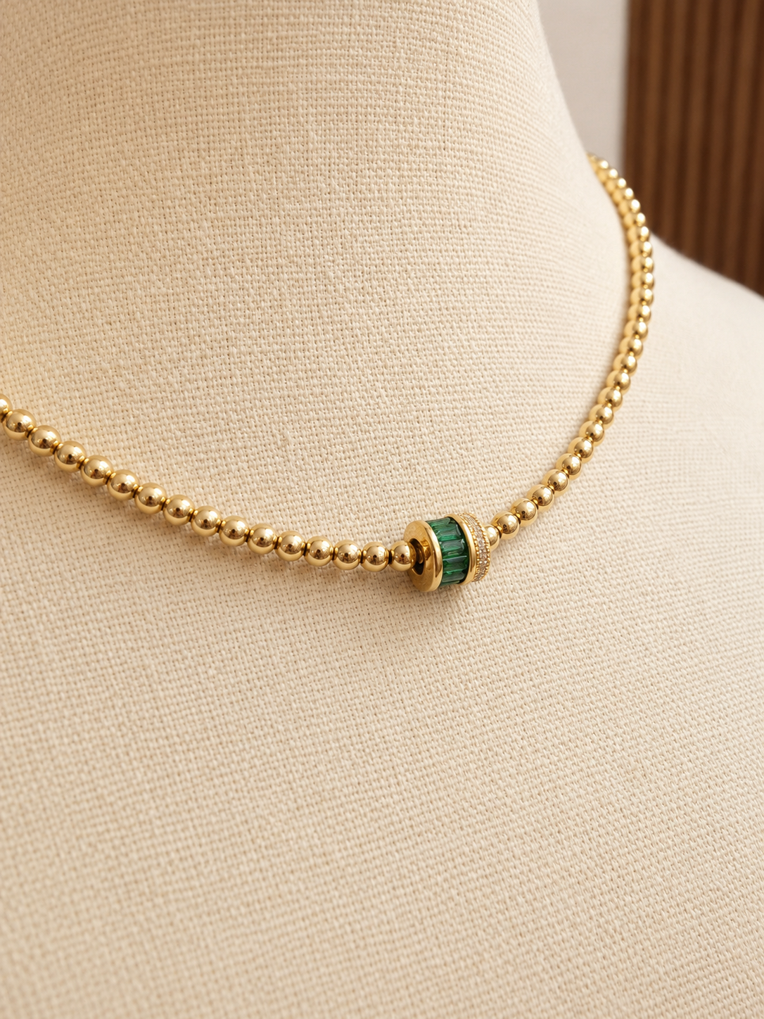 round gold plated necklace