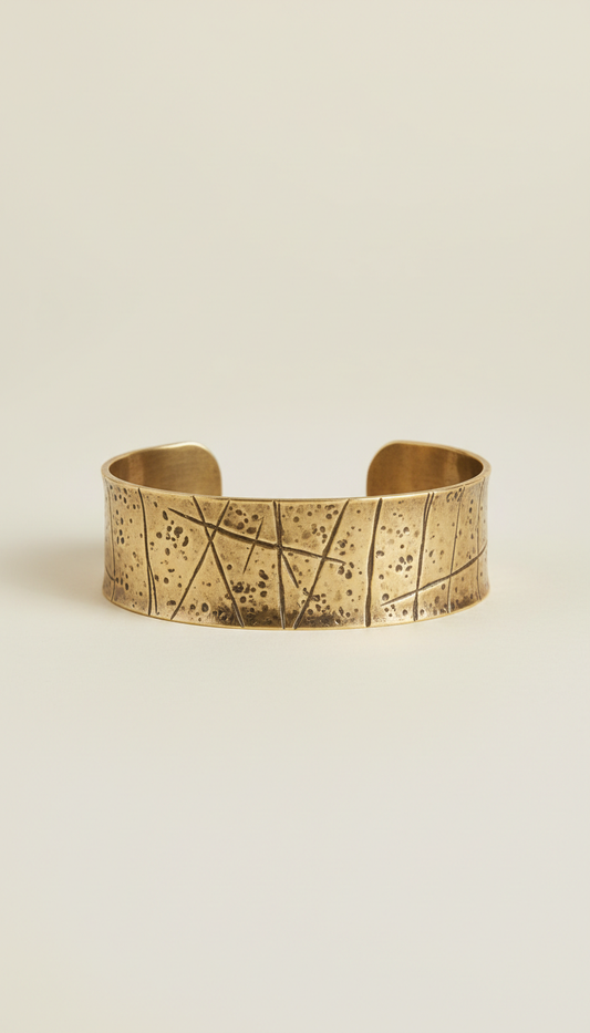 Textured Brass Cuff Bracelet